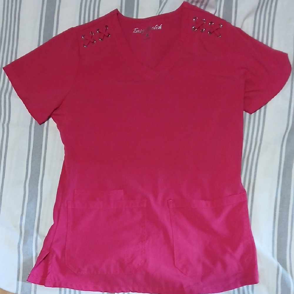 Easy Stitch Women's V-Neck Short Sleeve Top in Hot Pink Size XS